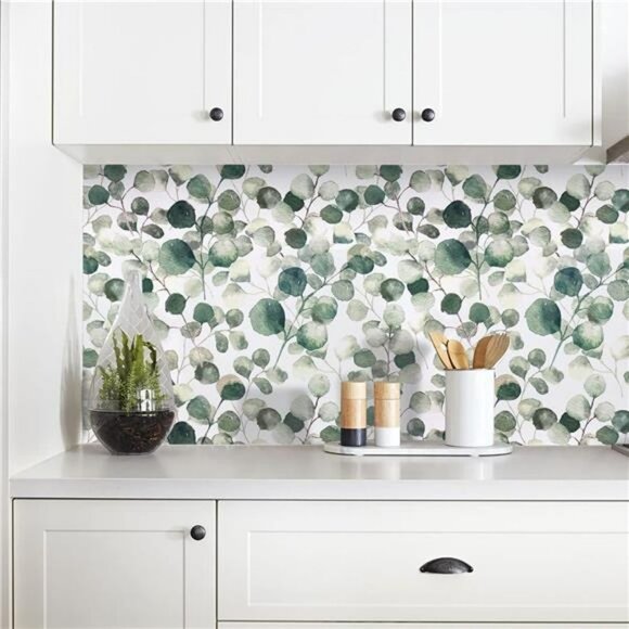 Peel and Stick Wallpaper Floral Contact Paper 17.7'' x 196.8inch Eucalyptus Leaf - Picture 6 of 6